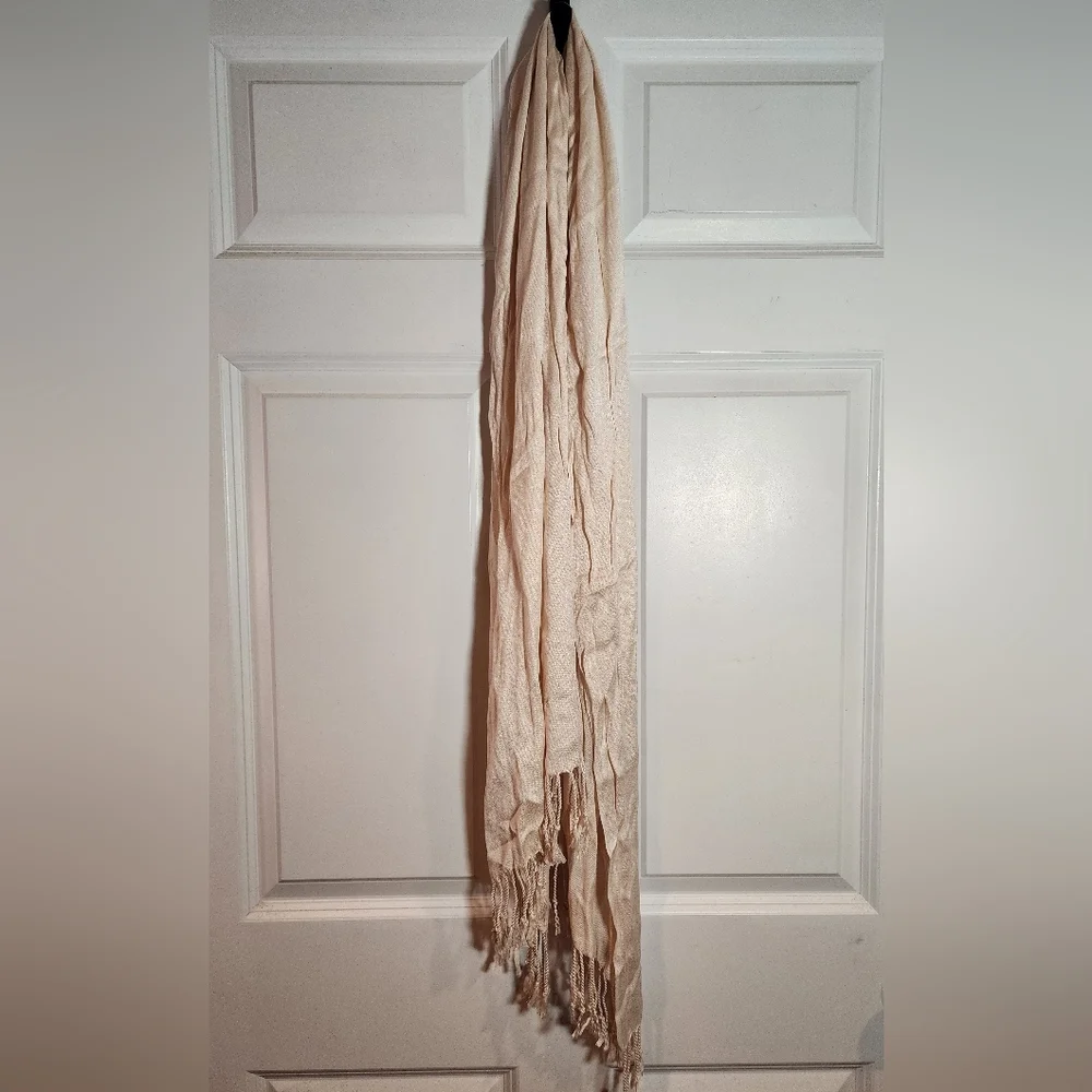 Elegant Cream Fringe Scarf